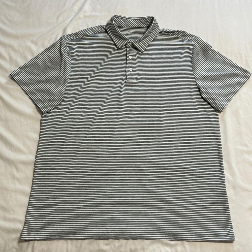 Members Mark Performance Polo Shirt XL Grey White Striped CF19530 Short Sleeve